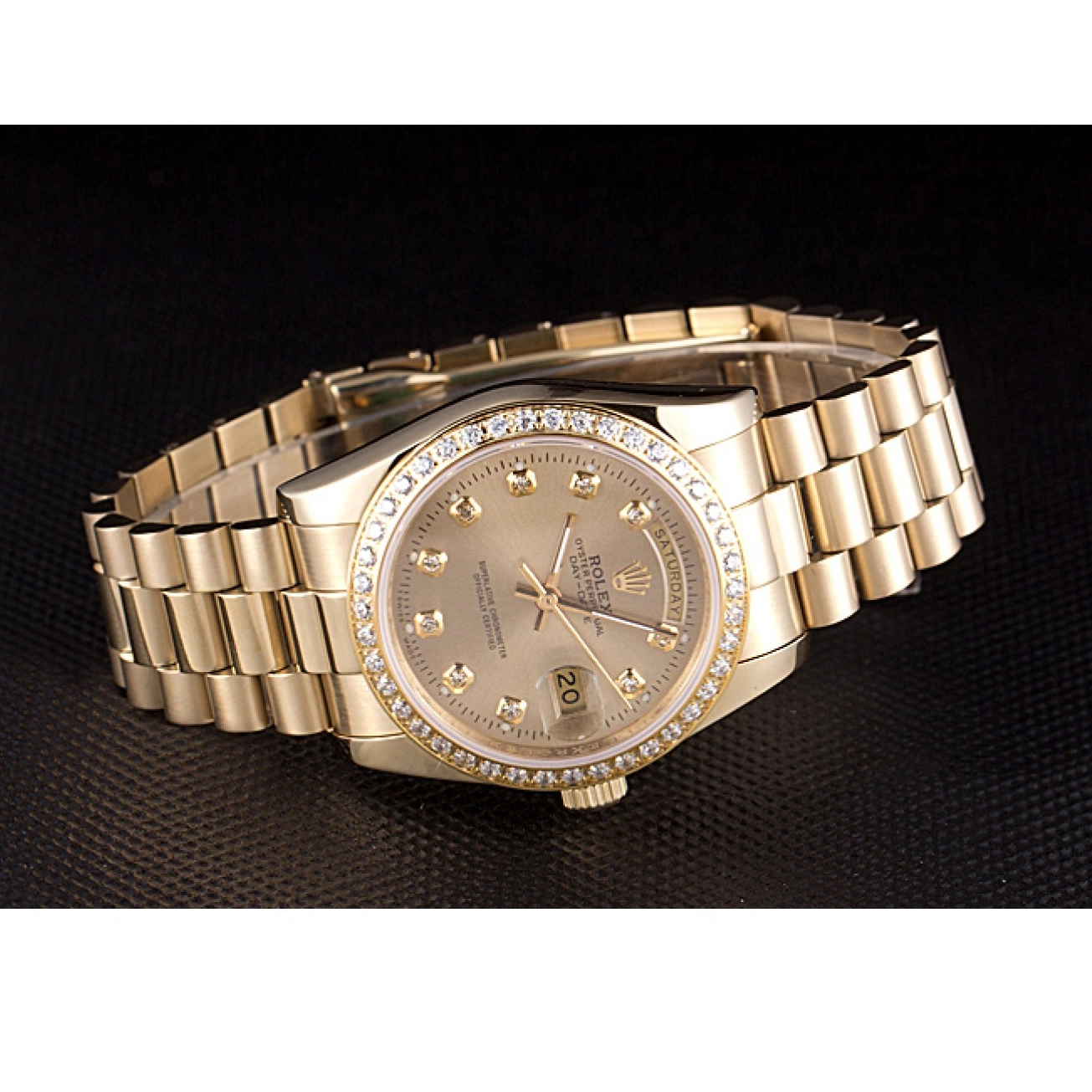 MiroTime 0818 Rolex Day-Date 18k Yellow Gold Plated Stainless Steel Gold Dial
